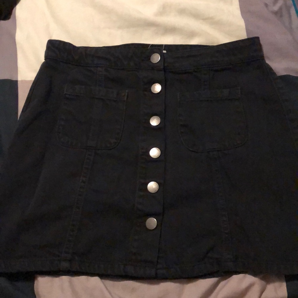 Black jean button up skirt